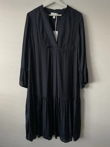 Vestido midi The White Company White Label azul marino jacquard en capas talla 14 nuevo con etiquetas - Imagen 1 de 4