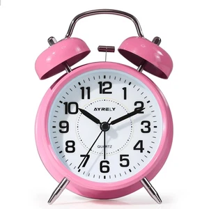 Reloj despertador de campana doble súper fuerte para durmientes pesados, 4 pulgadas sin marcar (rosa) - Imagen 1 de 5