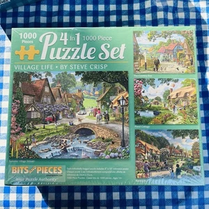Rompecabezas de 1000 piezas Bits & Pieces 4 en 1 VILLAGE LIFE de Steve Crisp nuevo sellado - Imagen 1 de 1
