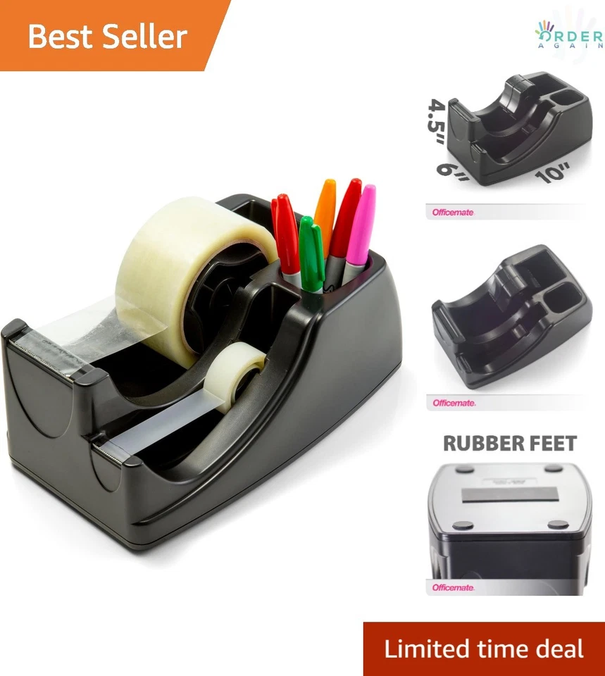 2-in-1 Heavy Duty Recycled Tape Dispenser Black (96690)