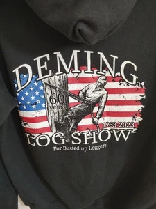 2023 Deming Logging Show Black Small Hoodie Sweatshirt Log Truck Logger Timber - Picture 1 of 6