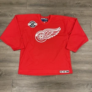 Vintage 90s CCM Detroit Red Wings Center Ice Practice Red NHL Jersey Size Large - Picture 1 of 12
