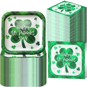 200 Pcs St Patrick's Day Paper Plates and Napkins Includes 8.54'' Shamrock Pl... - Picture 1 of 6