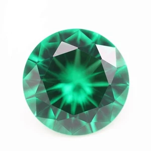 Round Cut Synthetic Emerald Fine AAA Loose Gemstone For Making All Type Jewelry - Picture 1 of 4