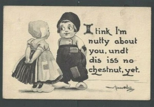 1916 Umorismo I Tink Im Nutty About You ragazza e ragazzo olandese - Foto 1 di 1