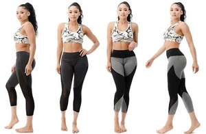WOMEN'S SKINNY LEGGINGS 4-WAY STRETCH SPORTS WORKOUT BREATHABLE YOGA PANTS - Picture 1 of 17