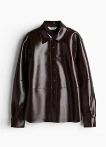 ❤️ H&M A/W 2024 Limited Edition Burgundy Coated Shirt Jacket Top XS S M L XXL - Picture 1 of 4