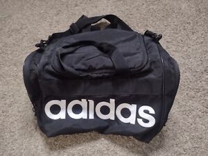 Adidas Unisex Duffle Sports Bag Black Spellout Logo Gym Travel Overnight A14