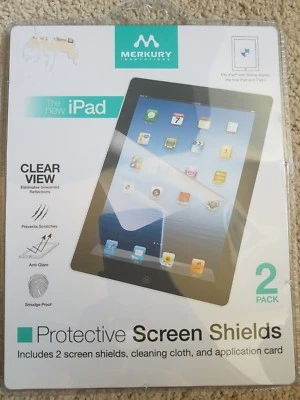 MERKURY 2 CLEAR PROTECTIVE SCREEN SHIELDS FOR IPAD 1 & 2 FOR TABLET BRAND NEW - Image 1 of 4