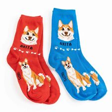 Akita Dog Japan Inu Socks 2 Pairs Women's Foozys Canine Puppy Loyal Cute Dogs