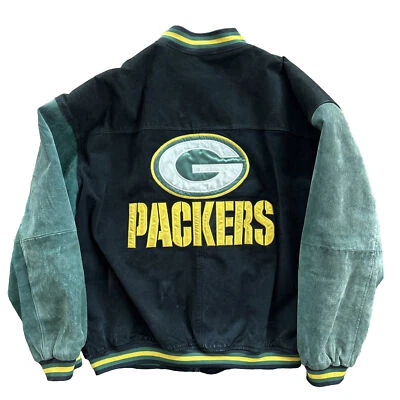 De Colección Green Bay Packers NFL Fútbol Cuero Letterman Chaqueta Universitaria Para Hombres Grande  Foto 1 de 4