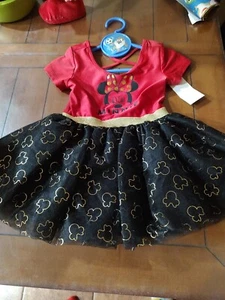 Disney 2T Minnie Mouse Red, Black and Gold Tutu Dress New with Tags - Picture 1 of 3