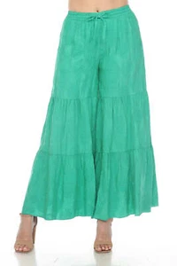 Johnny Was Embroidered Pull On Tiered Wide Leg Pants Boho Chic C63924 - Picture 1 of 13