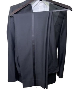 Boggi Milano Black fitted Tuxedo 44R 36X32 Italy Super 100s Wool 1 button - Picture 1 of 15
