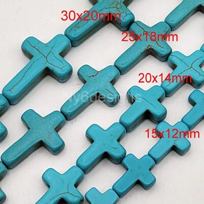 Cuentas Cruzadas 10 Colores Azul Turquesa Howlite 15" Hilo Amarillo Negro Naranja Naranja Foto 1 de 4