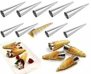 24Pcs Baking Stainless Steel Cones Roll Mold Spiral Croissants Pastry Mold Tool - Picture 1 of 18