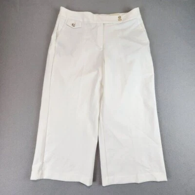Pantalones cortos para mujer Rachel Zoe tiro alto pierna ancha preppy blancos talla 14 Foto 1 de 4