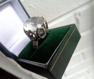 Schwedische Stg. Silber Modernist Bergkristall Ring Bengt Hallberg Verstellbar - Bild 1 von 6