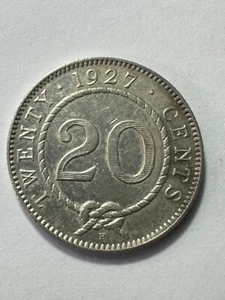 Sarawak 20 Cents 1927 Silber Xf Münze C.V. Brooke Rajah - Bild 1 von 2