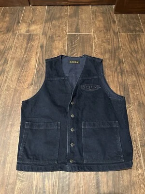 Chaleco Jeans Boss Vintage Hombres Grande Denim Azul EE. UU. Hip Hop Y2K 00s 90s Foto 1 de 4