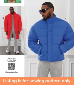 SEWING PATTERN Men Clothes | Puffer Coat Jacket Winter Stuffed Waterproof | 2061 - Picture 1 of 3