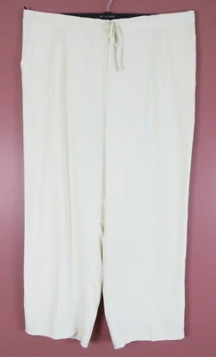 PNS1443- DUE PER DUE Pantalones para mujer 100 % seda pierna ancha cordón crema talla 24W Foto 1 de 4