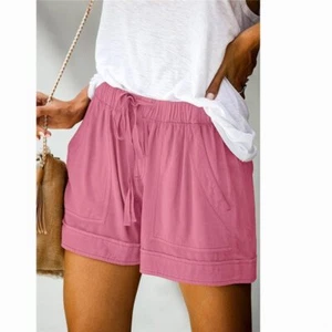 Plus Size Womens Elastic Waist Drawstring Hot Pants Ladies Summer Casual Shorts - Picture 1 of 33