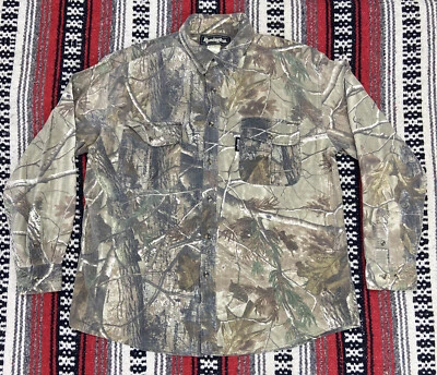 Vtg Remington Realtree Camo Shirt Adult Sz L Button Front Long Sleeve - Image 1 of 4
