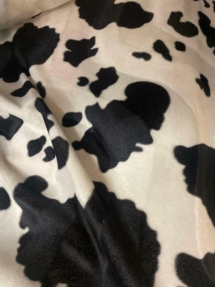 Big Black and white Cow Velboa upholstery Fabric per yard 60” wide - Image 1 of 1