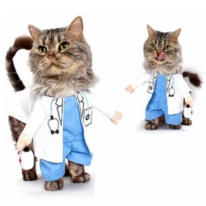 Pet Dog Cat Doctor Costume Pet Doctor Clothing White Cosplay Outfit Uniform - Picture 1 of 15