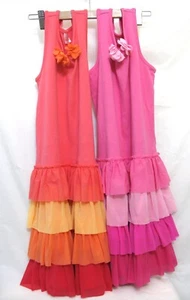 190999 Girl's 140 HANNA ANDERSSON Lot of 2 Knit & Tiered Tulle Tank Dress EUC  - Picture 1 of 11