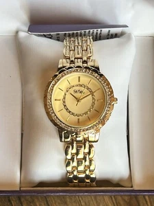 Bob Mackie Watch Scallop Stone Bezel Gold NIB - Picture 1 of 8