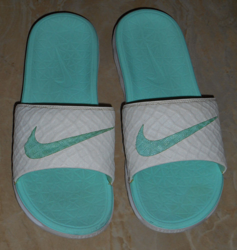 SANDALI DONNA NIKE SLIDE BIANCHI VERDE MENTA FLAT BEACH ESTIVI SCARPE DONNA MISURA 8