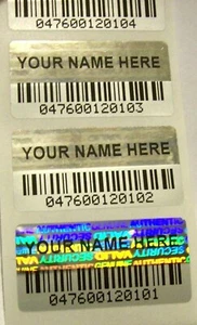 BCc 250 Custom Print BARCODE Security Hologram Tamper Evident Stickers Seals - Picture 1 of 4