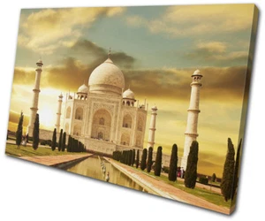 Taj Mahal Golden Landmarks SINGLE CANVAS WALL ART Picture Print - Picture 1 of 1