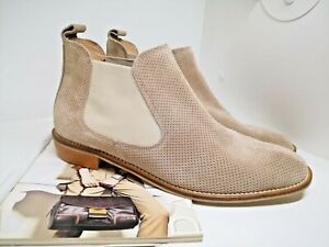 COX Chelsea Ankle Suede Leather Boots Women Beige Size 41EUR| 9USA|7 UK