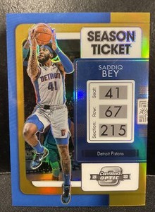 2021-22 Panini Contenders Optic Season Ticket Saddiq Bey /10 Gold Prizm #47