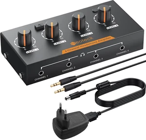 Amplificatore per Cuffie 4 Canali Stereo Con Controlli Di Volume Amplificatore 4 - Foto 1 di 12