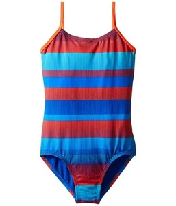Nike Optic Shift one-piece v-back swimsuit NWT UPICK 8 10 14 blue orange SO CUTE - Picture 1 of 2