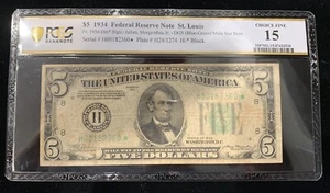 FR.1956-Hm* $5 1934 FRB St. Louis STAR PMG 15 RARE 947478-65 - Picture 1 of 2