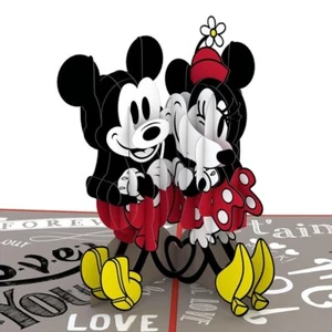 Lovepop Beautiful Mickey and Minnie In Love, Valentine's, 3-D Pop-Up Card - Picture 1 of 2