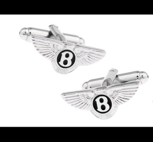 Gemelos Bentley plateados ropa formal para camisa traje logotipo de coche deportivo  - Imagen 1 de 1