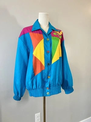 Chaqueta Vintage Años 80 Colorblock Winderbreaker Retro Colorida Pequeña Mediana Foto 1 de 4