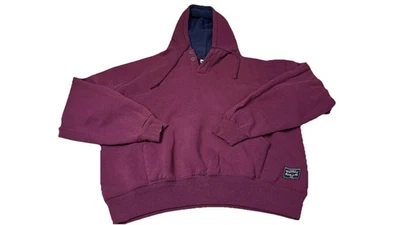 Sudadera con capucha vintage Russell Athletic Henley granate EE. UU. grande para hombre A32 Foto 1 de 4