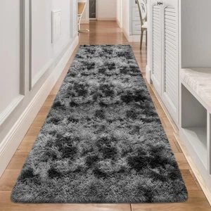 TENNOLA 3x10ft Plüsch Hochflor Schwarz Batik Teppich Flauschig Weich Läufer Nachttisch... - Bild 1 von 8