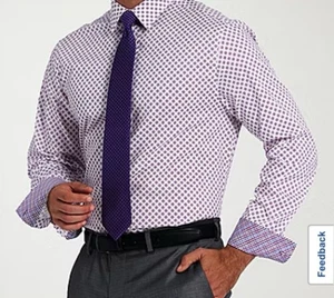 Nick Graham Everywhere Langarm Hemd Herren XL Modern Lila Stretch Flip Cuff - Bild 1 von 9
