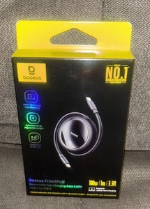 Baseus - Free2Pull Câble de Charge Rétractable USB-C vers USB-C 3 Pieds 100W Noir - Photo 1 sur 11