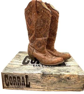 Botas de Vaquero Corral Mujer Y2K Western Coñak/Arena Talla 7 Foto 1 de 4