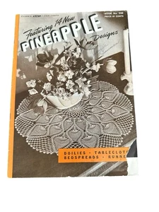 Vintage 1946 J&P Mäntel 14 Ananas Designs Häkelmuster Deckchen Tagesdecken - Bild 1 von 6
