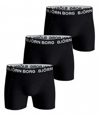 BJORN BORG Björn Borg Solid Essential Boxer Shorts - Black with White Logo